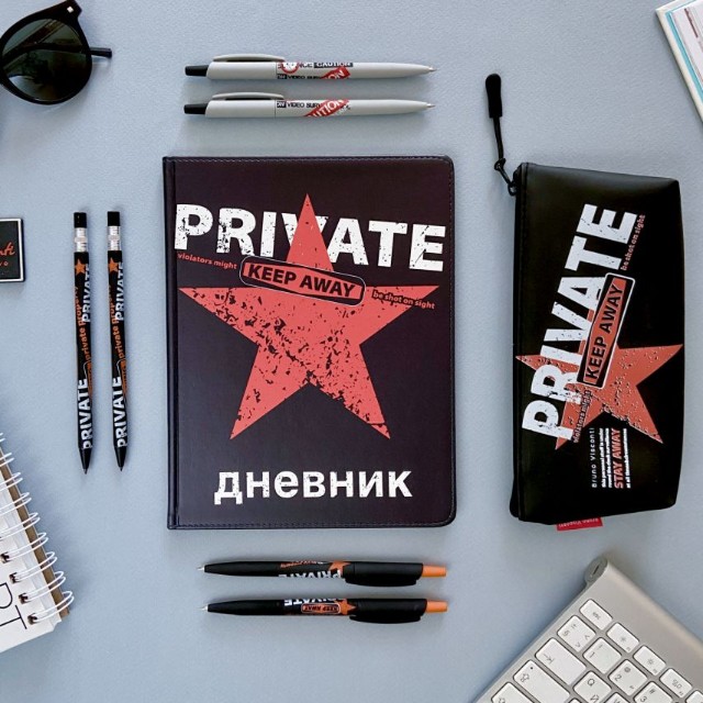 Ручка шариковая синяя BV HappyClick Keep Away Video camera 0,5мм принт Превью 1