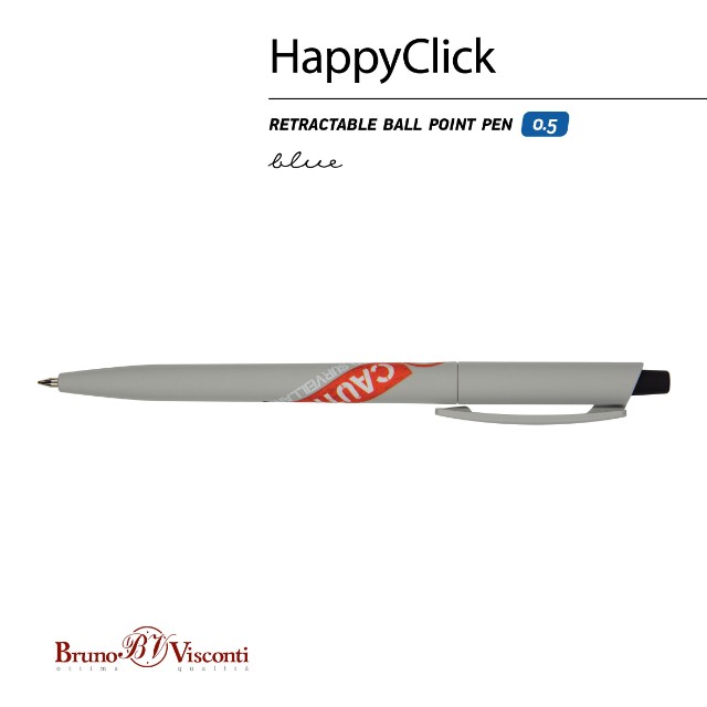 Ручка шариковая синяя BV HappyClick Keep Away Video camera 0,5мм принт Превью 3