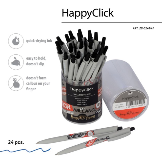 Ручка шариковая синяя BV HappyClick Keep Away Video camera 0,5мм принт Превью 7