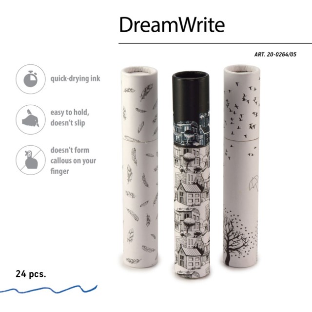 Ручка подар шар BV DreamWrite синяя 0,7мм Черно-белая романтика Превью 3