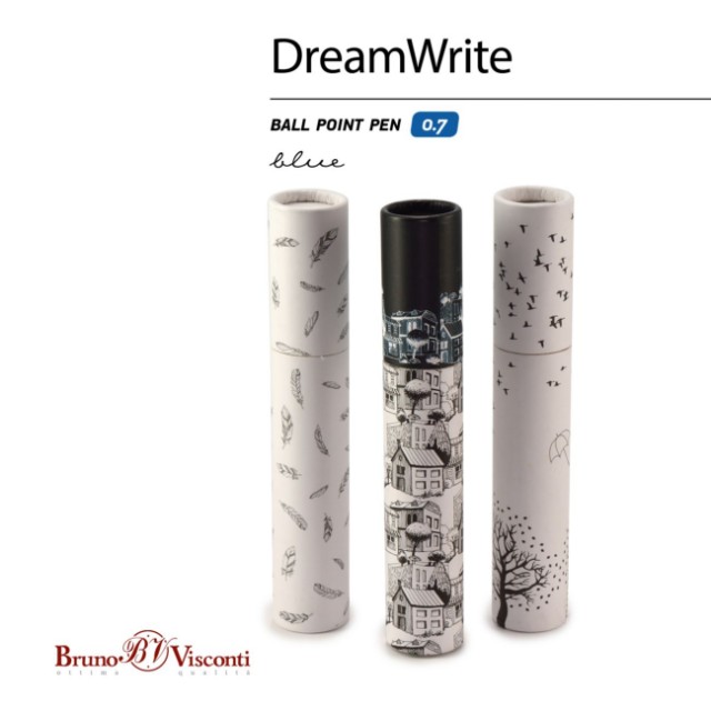 Ручка подар шар BV DreamWrite синяя 0,7мм Черно-белая романтика Превью 10