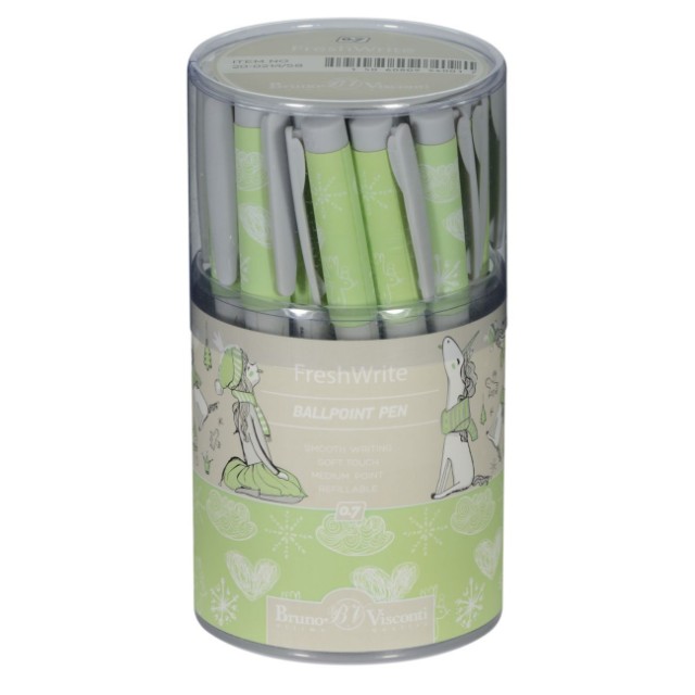 Ручка шариковая синяя BV FreshWrite Девочка и единорог. Птички принт Превью 4