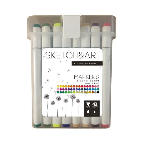 Маркеры д/скетчинга двуст 48цв 1-6мм BV Sketch&Art Макси