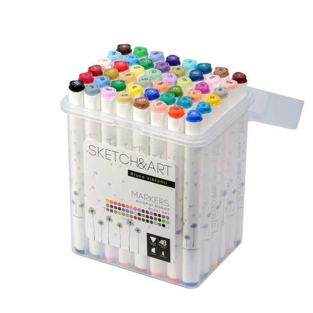 Маркеры д/скетчинга двуст 48цв 1-6мм BV Sketch&Art Макси Превью 3