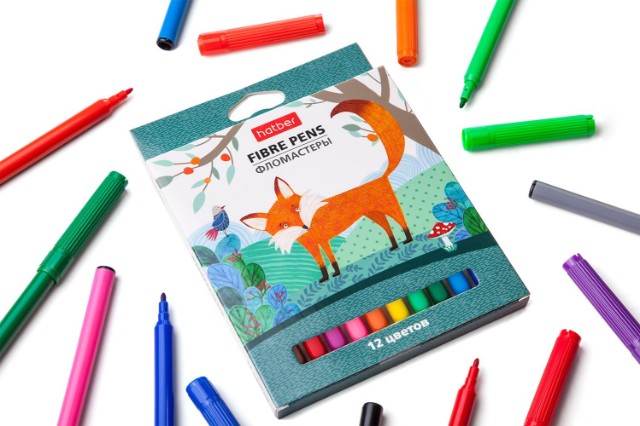 Фломастеры 12 цв Hatber COLORA к/к подходят для фломографа Превью 1