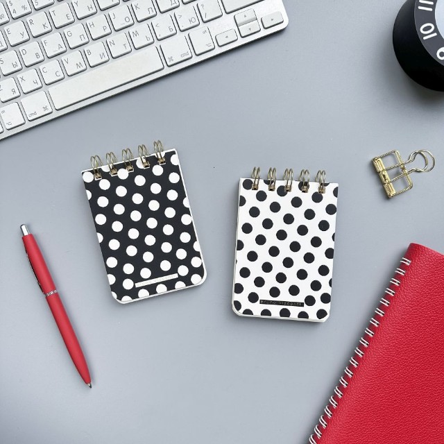 Блокнот А7 100л лин BV Cute Journal Black&White. Горошек Превью 2