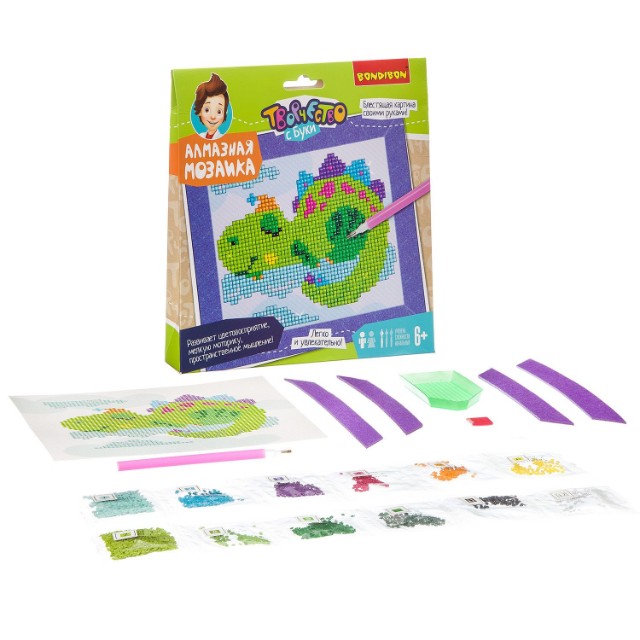 Творч Алмазная мозаика Динозаврик Превью 1