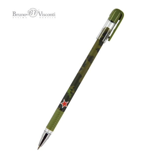 Ручка шариковая синяя BV MagicWrite Милитари 0.5мм принт