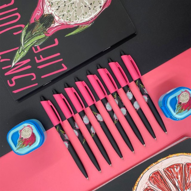 Ручка шариковая синяя BV HappyClick Fresh&Fruity Питахайя 0,5мм принт Превью 6