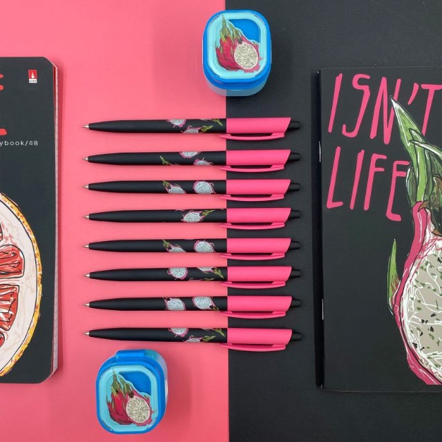 Ручка шариковая синяя BV HappyClick Fresh&Fruity Питахайя 0,5мм принт Превью 10