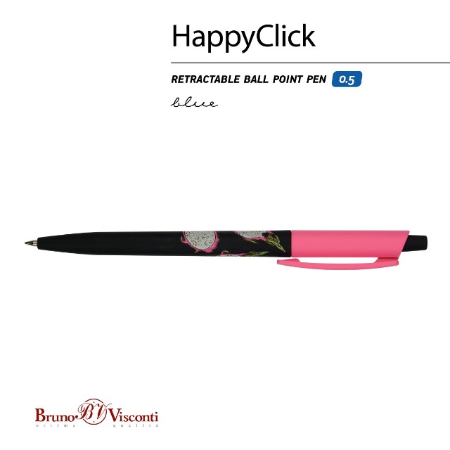 Ручка шариковая синяя BV HappyClick Fresh&Fruity Питахайя 0,5мм принт Превью 7