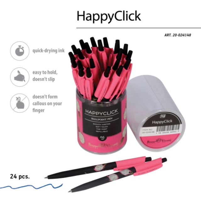 Ручка шариковая синяя BV HappyClick Fresh&Fruity Питахайя 0,5мм принт Превью 4