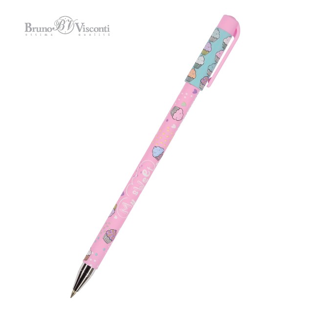 Ручка шариковая синяя BV HappyWrite My Sweet. Капкейки 0,5мм
