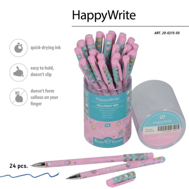 Ручка шариковая синяя BV HappyWrite My Sweet. Капкейки 0,5мм Превью 4