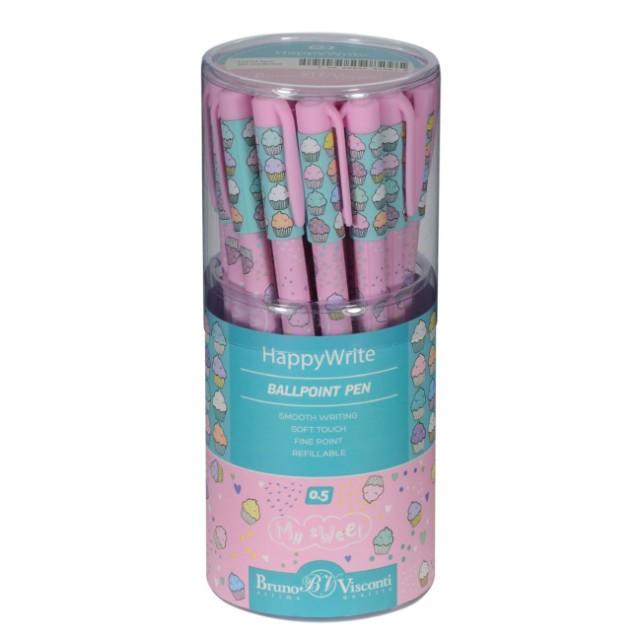 Ручка шариковая синяя BV HappyWrite My Sweet. Капкейки 0,5мм Превью 2