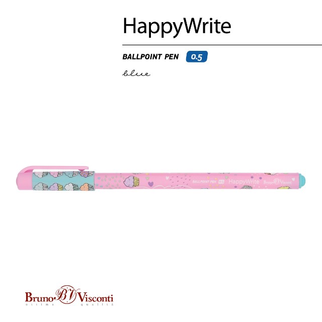 Ручка шариковая синяя BV HappyWrite My Sweet. Капкейки 0,5мм Превью 7