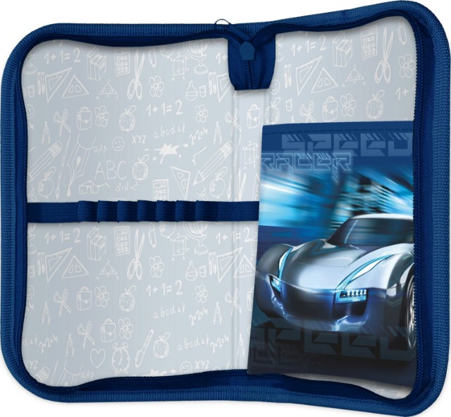 Пенал 1 отд пуст 1 откид карман Lamark Speed Racer blue Превью 1