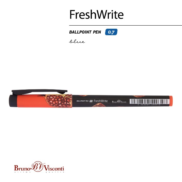 Ручка шариковая синяя BV FreshWrite Fresh&Fruity. Гранат 0,7мм принт Превью 1