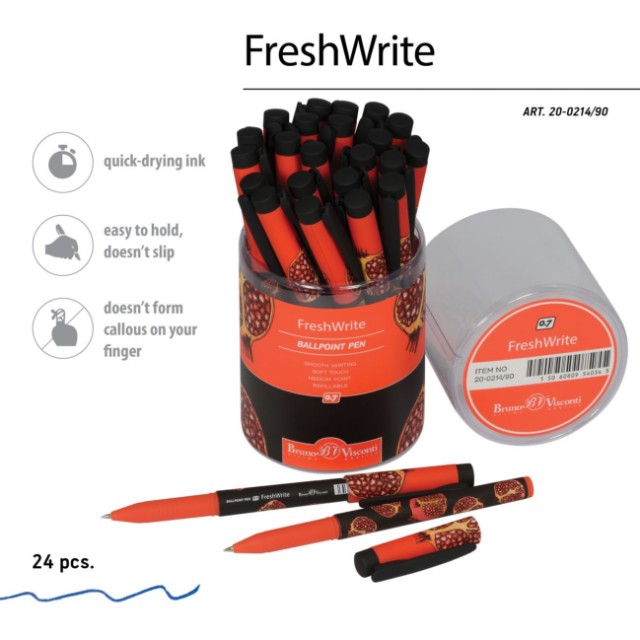 Ручка шариковая синяя BV FreshWrite Fresh&Fruity. Гранат 0,7мм принт Превью 2