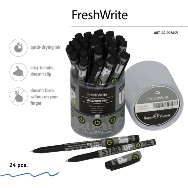 Ручка шариковая синяя BV FreshWrite. Start-up 0,7мм принт Превью 1