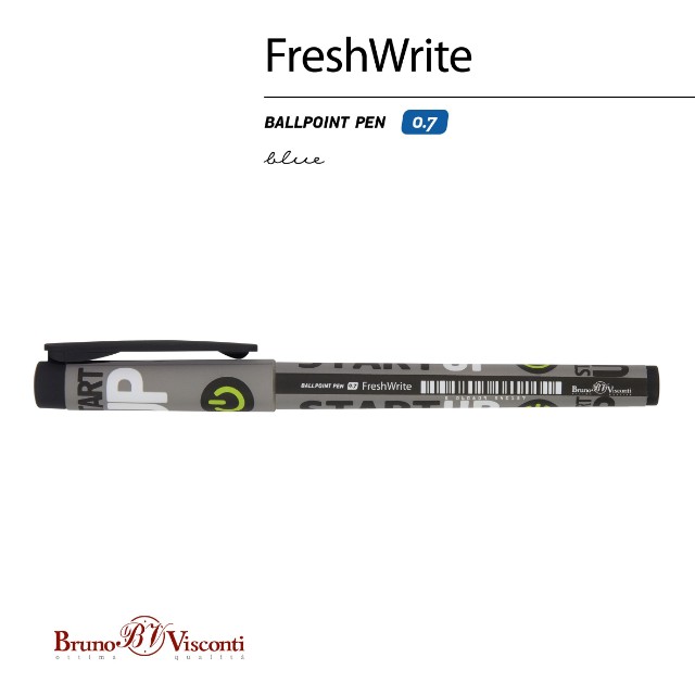 Ручка шариковая синяя BV FreshWrite. Start-up 0,7мм принт Превью 2
