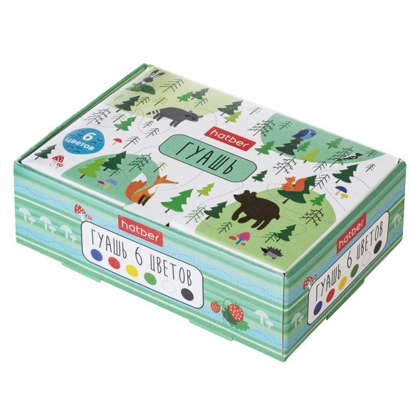 Гуашь 6цв Hatber Deep Forest 10мл