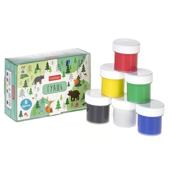 Гуашь 6цв Hatber Deep Forest 10мл Превью 1