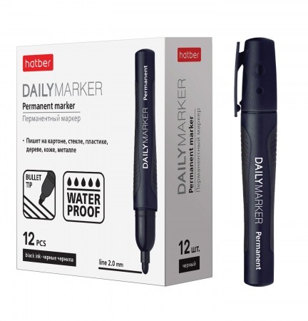 Маркер перм. черный кругл 2мм