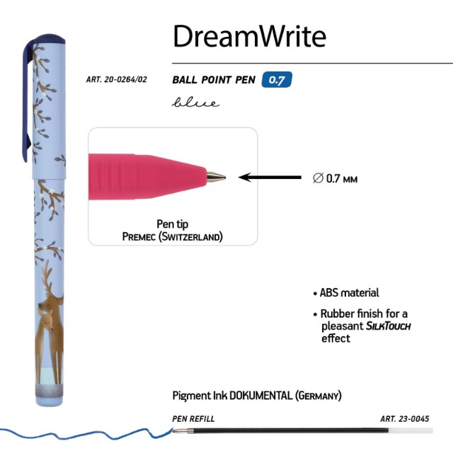 Ручка подар шар BV DreamWrite синяя 0,7мм Олененок 3 вида Превью 2