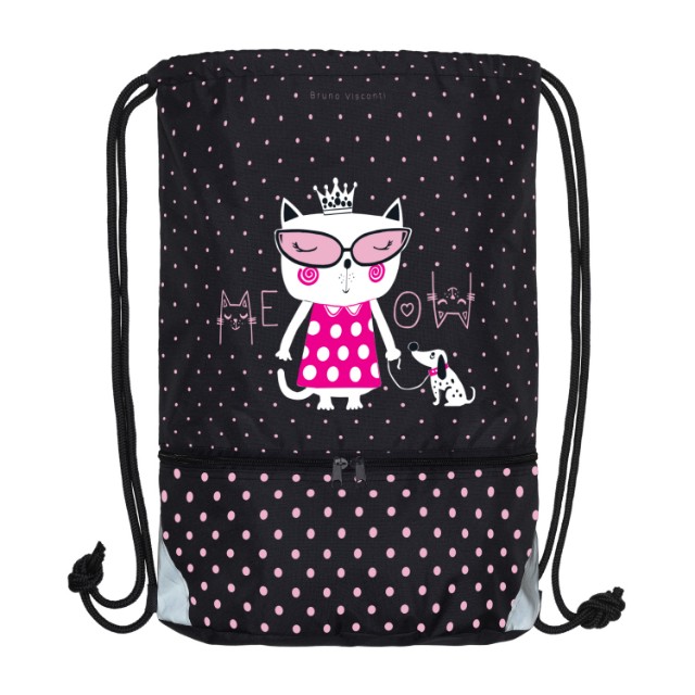 Мешок д/обуви BV Ginza cats. Кошечка на прогулке, черный