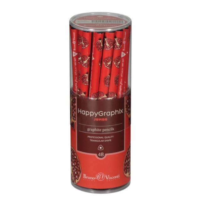 Карандаш ч/гр толстый 4B BV HappyGraphix Jumbo Fresh &  fruity. Гранат б/ластика Превью 4
