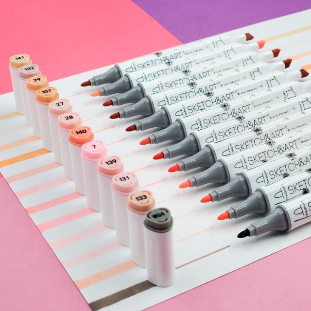 Маркеры д/скетчинга двуст 12цв 1-6мм BV Sketch&Art Портрет к/к Превью 5