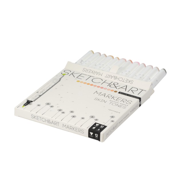 Маркеры д/скетчинга двуст 12цв 1-6мм BV Sketch&Art Портрет к/к Превью 3
