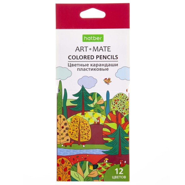 Карандаши цветные 12 цв пластик Hatber ART-Mate