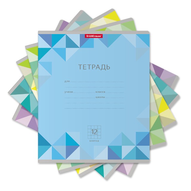 Тетрадь 12л клетка Однотонная с рис Optima Rhombs ассорти