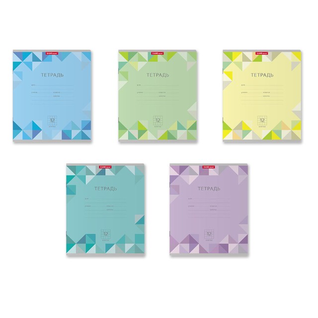 Тетрадь 12л клетка Однотонная с рис Optima Rhombs ассорти Превью 3