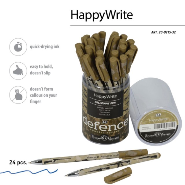 Ручка шариковая синяя BV HappyWrite Военный паттерн. Оружие 0,5мм принт Превью 3