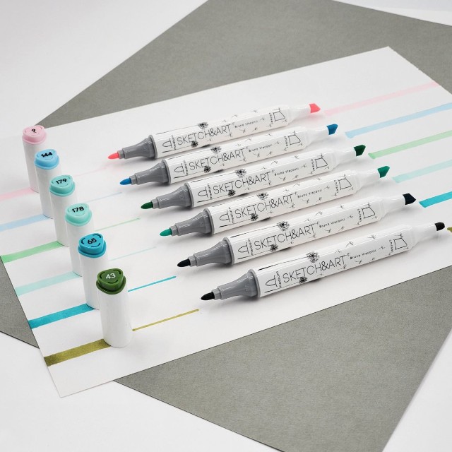 Маркеры д/скетчинга двуст 6цв 1-6мм BV Sketch&Art Весенний пейзаж Превью 6