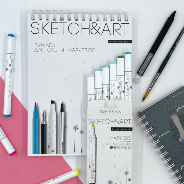 Маркеры д/скетчинга двуст 6цв 1-6мм BV Sketch&Art Весенний пейзаж Превью 3