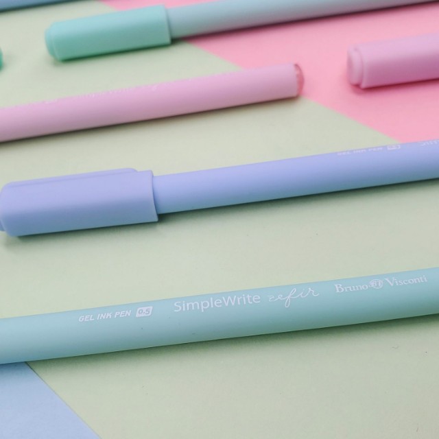 Ручка гелевая черная BV SimpleWrite Zefir 0.5 мм мята лава Превью 1