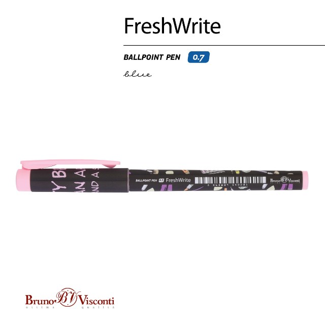 Ручка шариковая синяя BV FreshWrite. Дамские штучки. Помада 0,7мм принт Превью 2