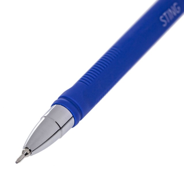 Ручка шариковая синяя Hatber Sting 0,5мм игольч.пишущ.узел чернила на масл.основе soft ink трехгран.корпус Превью 2