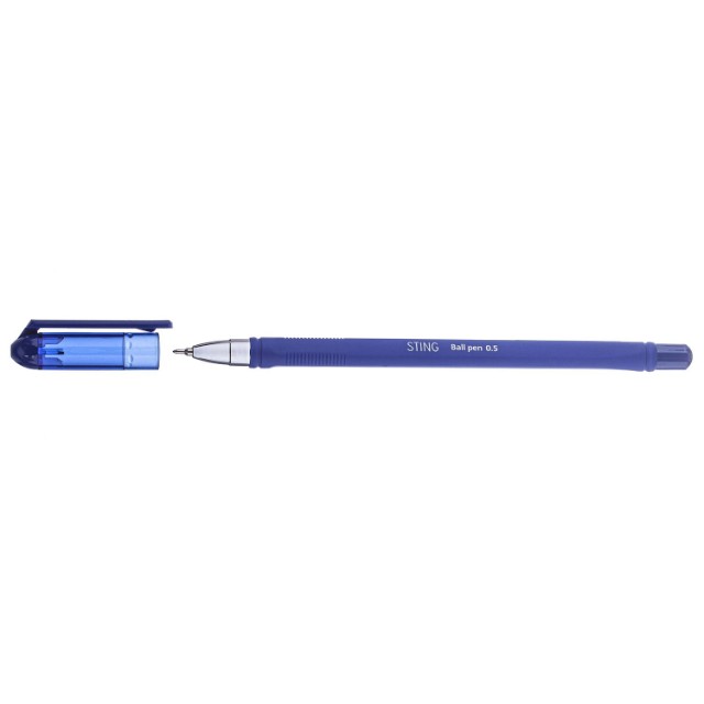Ручка шариковая синяя Hatber Sting 0,5мм игольч.пишущ.узел чернила на масл.основе soft ink трехгран.корпус Превью 0