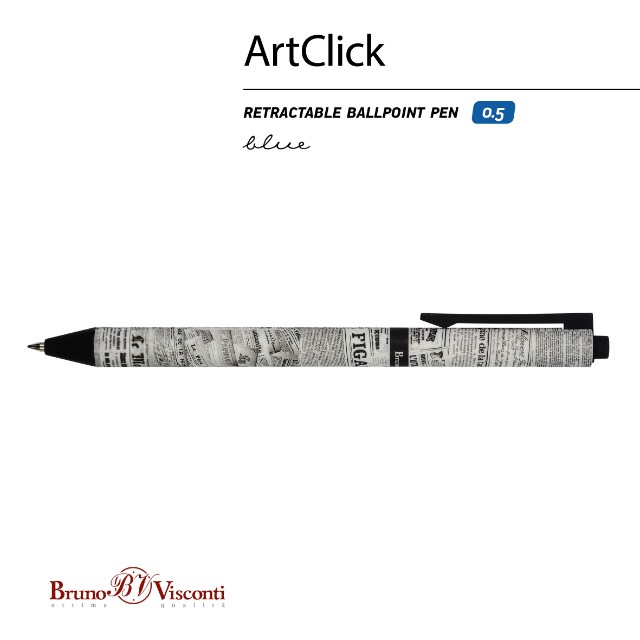 Ручка шариковая синяя BV ArtClick Газета 0.5 мм принт Превью 3