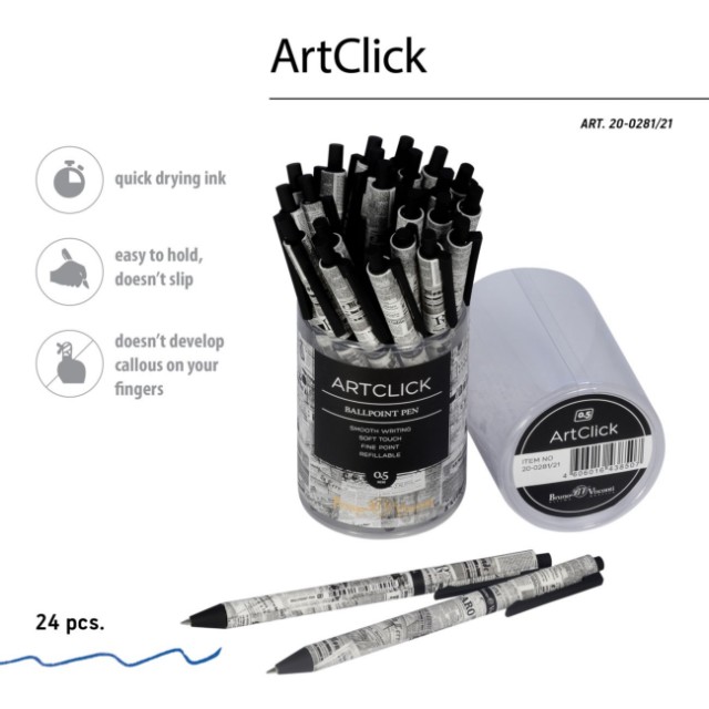 Ручка шариковая синяя BV ArtClick Газета 0.5 мм принт Превью 4