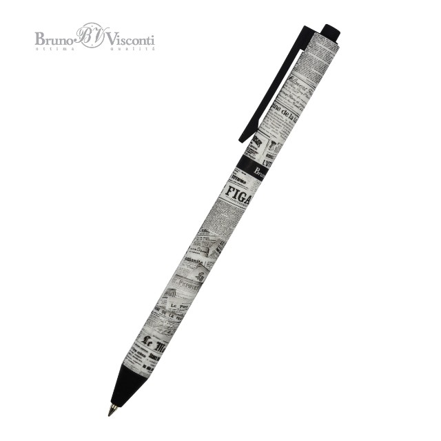 Ручка шариковая синяя BV ArtClick Газета 0.5 мм принт Превью 0