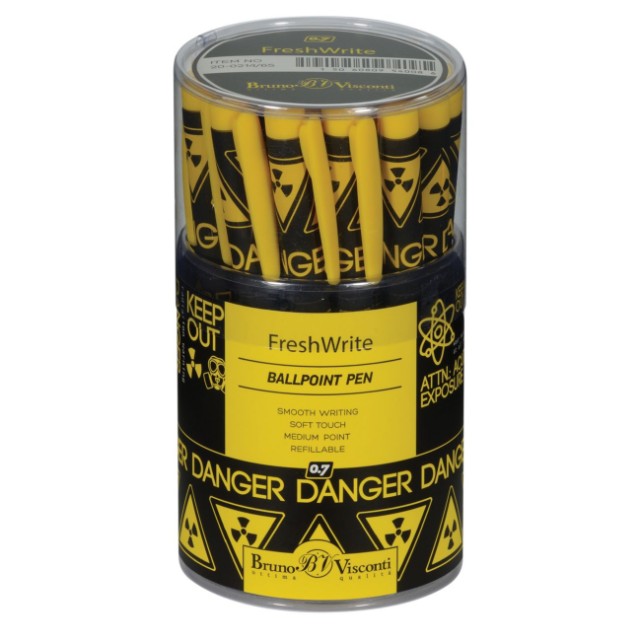 Ручка шариковая синяя BV FreshWrite Опасность! Радиоактивно 0,7мм принт Превью 4