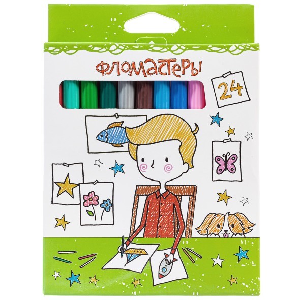 Фломастеры 24 цв Hatber Переменка к/к