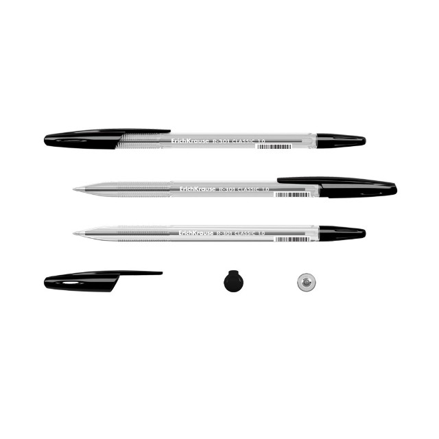 Ручка шариковая черная EK R-301 Classic 1.0 Stick прозр корпус Превью 4