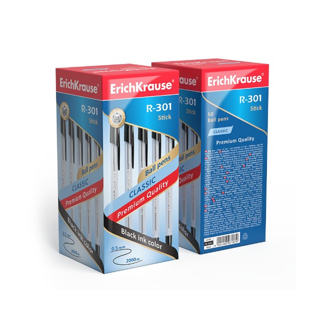 Ручка шариковая черная EK R-301 Classic 1.0 Stick прозр корпус Превью 2